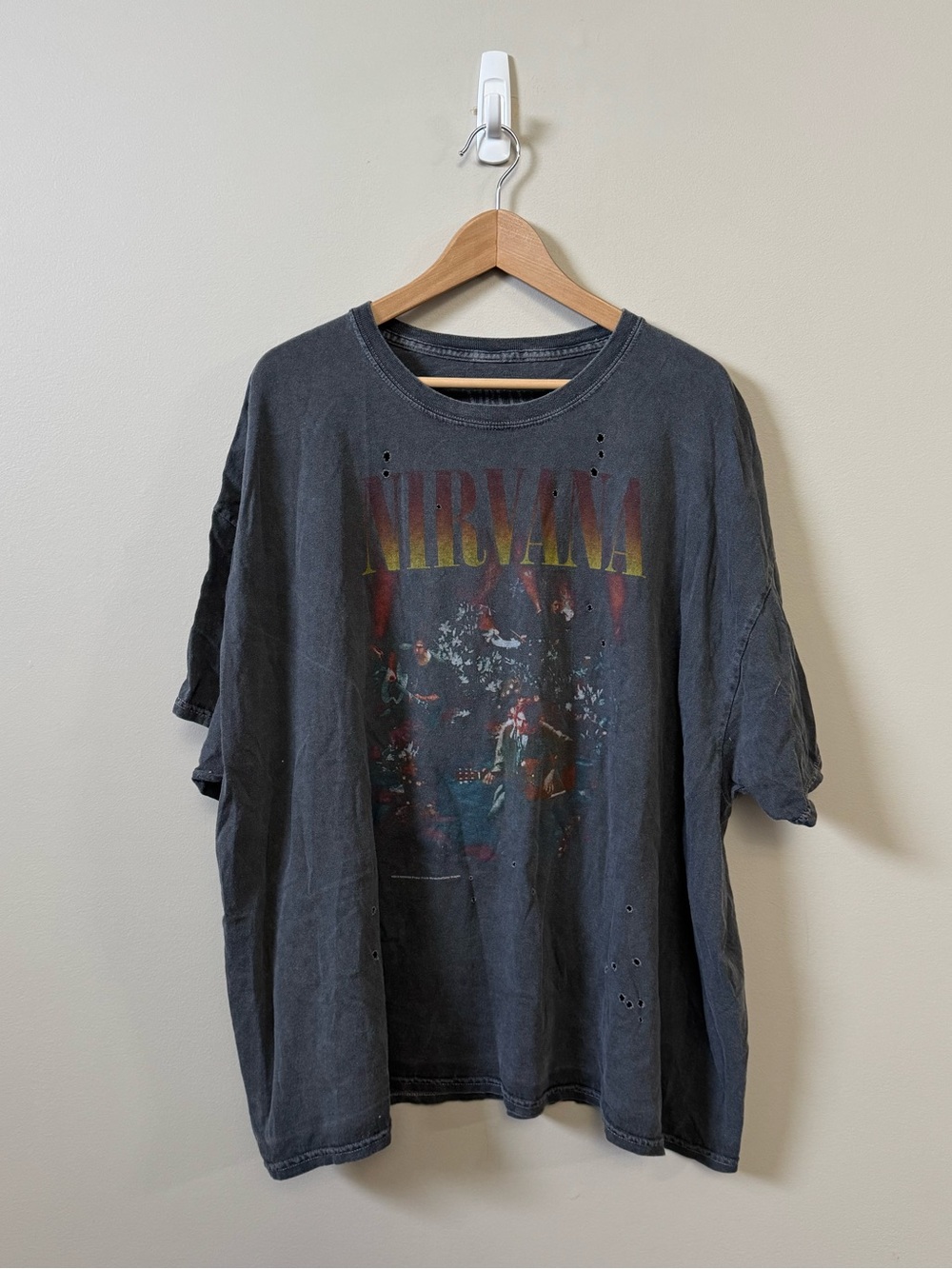 Urban Outfitters Nirvana unplugged one size oversized distressed t-shirt